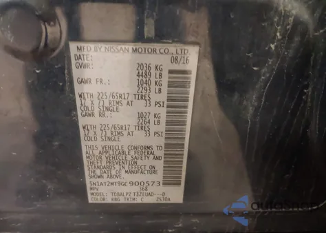 2016 Nissan Rogue S z USA, uszkodzony, nr VIN 5N1AT2MT9GC900573